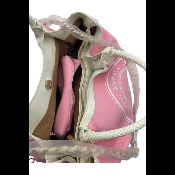 Gunas New York Canvas Double Handle Tote w/ Pouch Cotton Candy - Picture 3 of 3